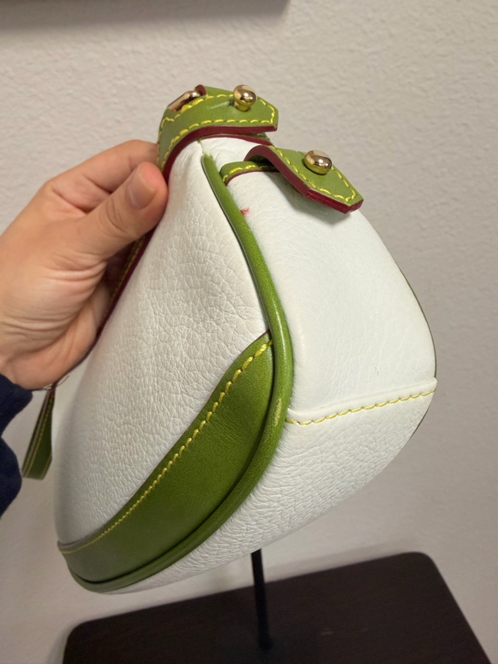 Dooney & Bourke White and Green Leather Small Shoulder Bag - Picture 9 of 12